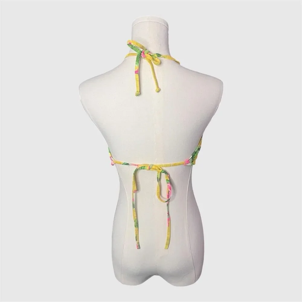 Y2K No Boundaries Yellow Aloha Halter Tankini Swim Top